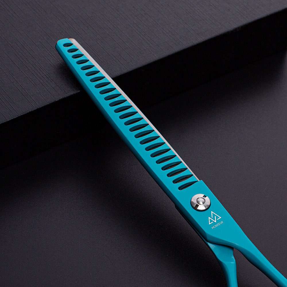Customized Logo 7.5 Inch Blue Coating 440C Thinning Dog Grooming Scissors Pet Scissors Pet Grooming Shear For Pets