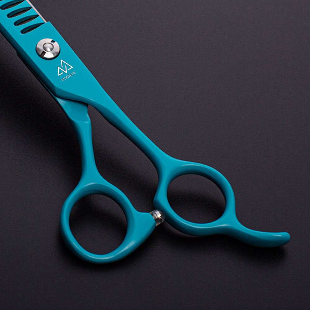 Customized Logo 7.5 Inch Blue Coating 440C Thinning Dog Grooming Scissors Pet Scissors Pet Grooming Shear For Pets