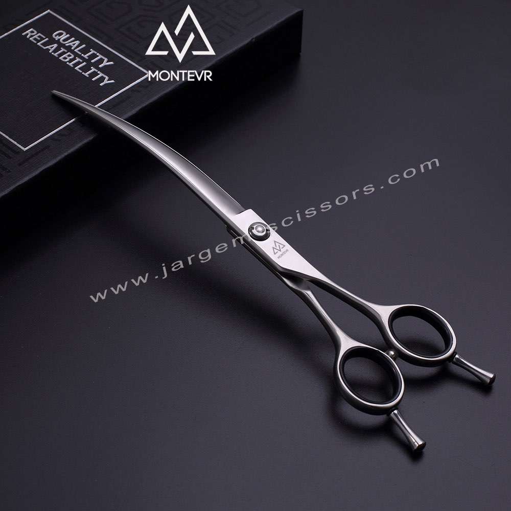 7.5 Inch Pure Handmade Dog Grooming Shear with Curved Blade Dog Grooming Scissors