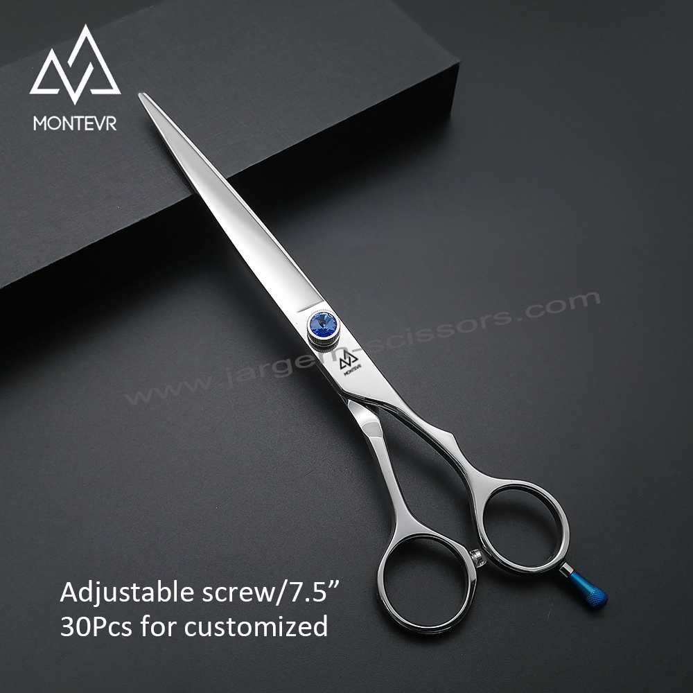 Blue Jewelry Decorative Pet Grooming Scissors 7.5 Inch Dog Grooming Scissors Adjustable Screw Pet Grooming Products