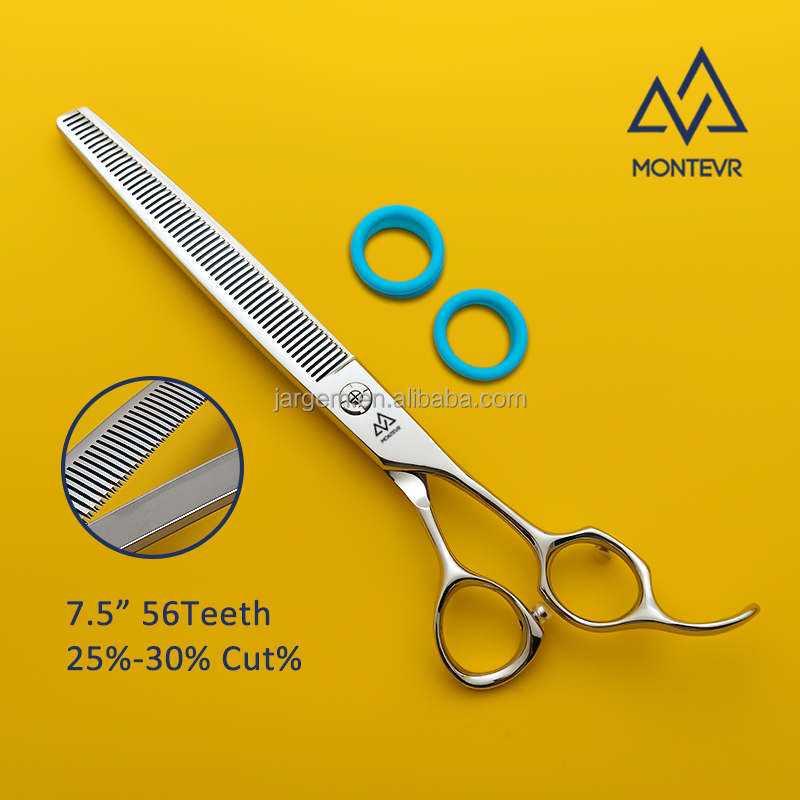 7.5 Inch 56 Teeth Sharp Cutting Dog Products Scissors For Pet Cleaning Grooming Shears With Blue Screw